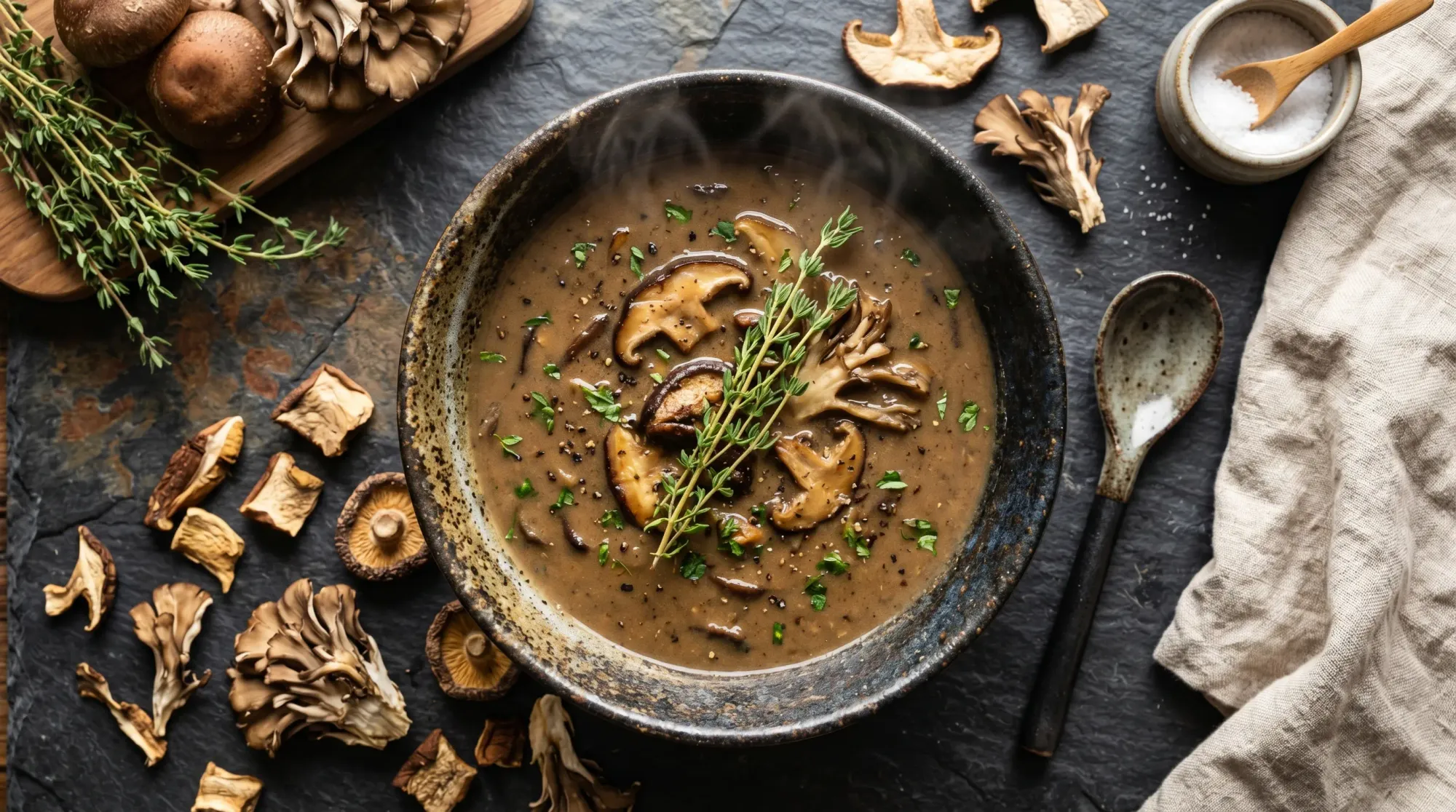 Immunomodulatory Mushroom Soup: A Recipe Featuring Shiitake, Maitake, and Turkey Tail