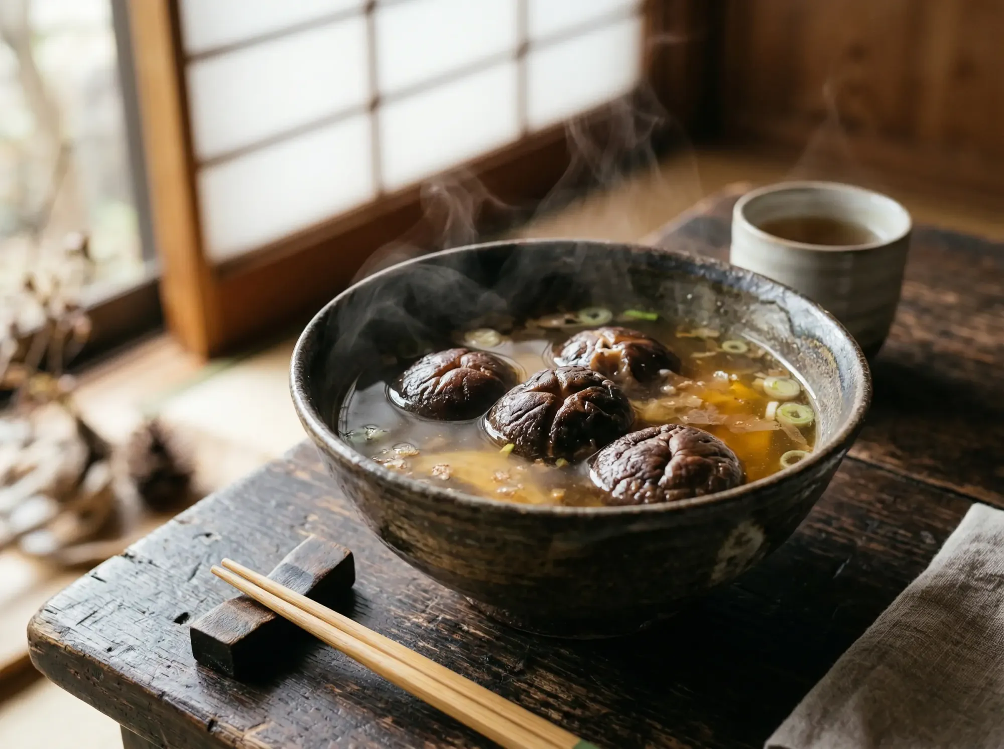 Mushroom Dashi — a foundational Japanese broth prepared with shiitake donko mushrooms