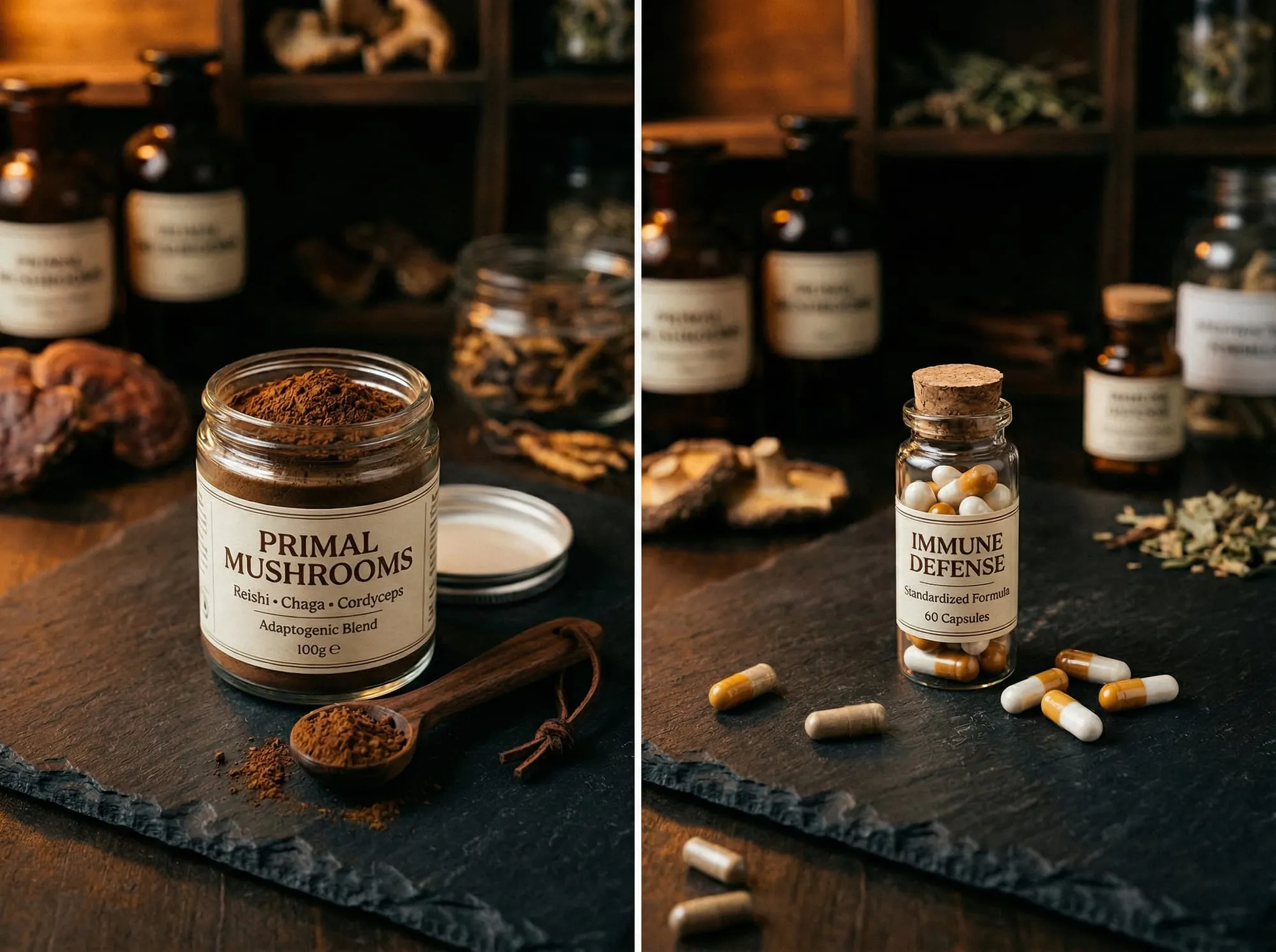 Comparison of Mushroom Supplement Forms: Powder versus Capsules