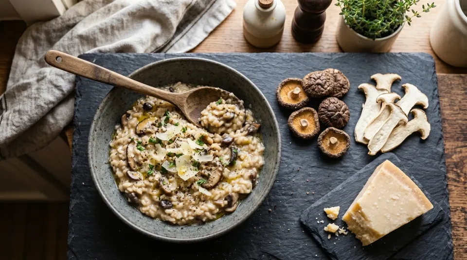 Shiitake Donko ve King Oyster ile Mantar Risotto Tarifi
